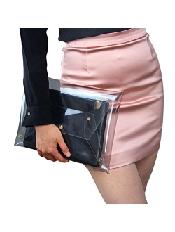 Flada Women's PVC Clear Clutch Transparent Handbag Purse Casual Messenger Bag