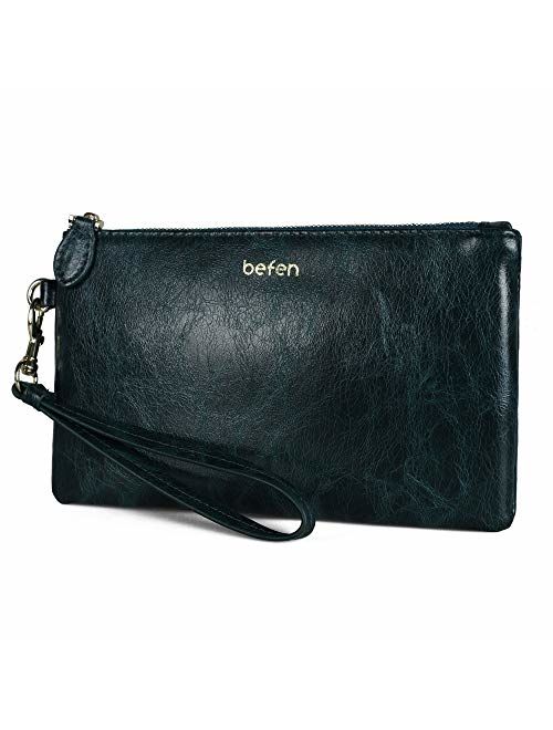 Leather Clutch Wristlets Purses, FERRISA Wristlets Wallet Cell Phone Holder, Small Clutch Wristlet Handbags for Women