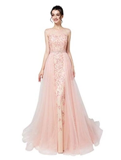 Sarahbridal Women's Crystal Beaded Prom Dress Long Evening Gowns