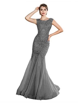 Sarahbridal Women's Crystal Beaded Prom Dress Long Evening Gowns