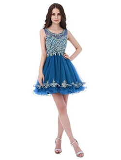 Belle House Women's Short Beading Dress A Line Prom Ball Gown