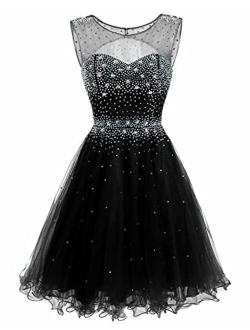 Belle House Women's Short Beading Dress A Line Prom Ball Gown