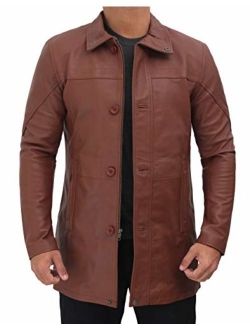 Blingsoul Black Leather Car Coat - Brown 100% Real Leather Coats for Men