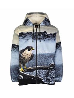 Men Women's Hoodie Sweatshirt Zip up Sherpa Lined Fleece Falcon Jacket Wildkind