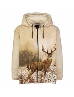 Trailcrest Men Women's Hoodie Sweatshirt Zip up Sherpa Lined Fleece Deer Jacket Wildkind