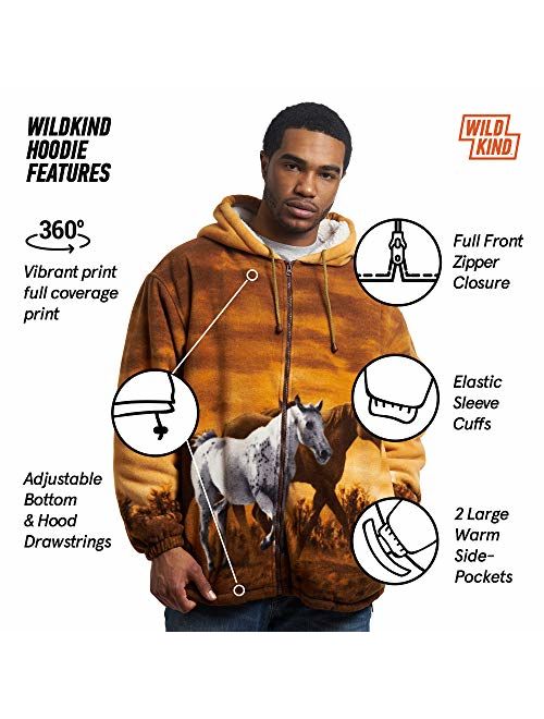 Trailcrest Men Women's Hoodie Sweatshirt Zip up Sherpa Lined Fleece Horse Jacket Wildkind