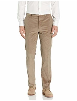 Bensol Men's Flat Front Slim Fit Baby Cord Dress Pant