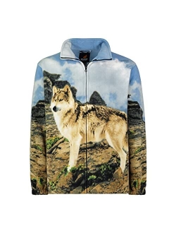 Men's Women's Sweater Jacket Full Zip Fleece Animal Wildlife Sweatshirt Wildkind