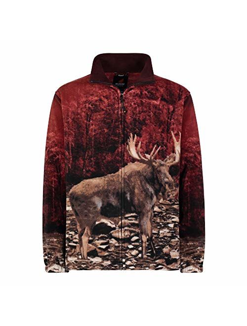 Trailcrest Men's Women's Sweater Jacket Full Zip Fleece Moose Wildlife Sweatshirt Wildkind