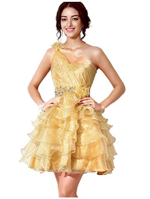 Sarahbridal Women's Tulle Sequin Short Homecoming Embellished Dress Prom Gown SD034