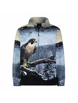 Men's Women's Sweater Jacket Full Zip Fleece Falcon Wildlife Sweatshirt Wildkind