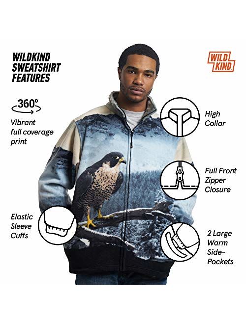 Men's Women's Sweater Jacket Full Zip Fleece Falcon Wildlife Sweatshirt Wildkind