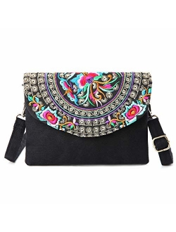 Embroidered Cute Mini Crossbody Bag for Women Small Handbags Wristlet Wallet Bag Cell-phone Pouch Coin Purse