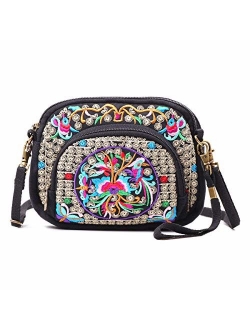 Embroidered Cute Mini Crossbody Bag for Women Small Handbags Wristlet Wallet Bag Cell-phone Pouch Coin Purse