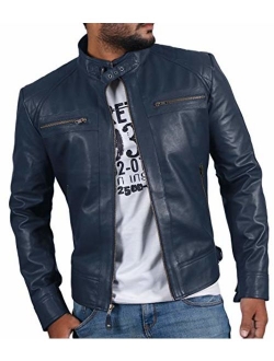 Laverapelle Men's Genuine Lambskin Leather Jacket (Black, Biker Jacket) - 1501344