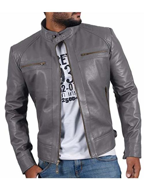 Laverapelle Men's Genuine Lambskin Leather Jacket (Black, Biker Jacket) - 1501344