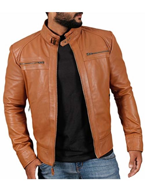 Laverapelle Men's Genuine Lambskin Leather Jacket (Black, Biker Jacket) - 1501344