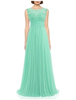 PROMLINK Women Beaded Chiffon Long Bridesmaid Dresses Formal Wedding Guest Gown