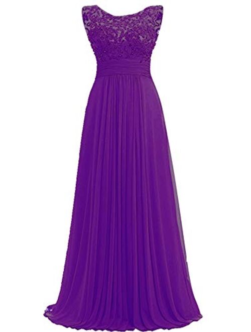 PROMLINK Women Beaded Chiffon Long Bridesmaid Dresses Formal Wedding Guest Gown