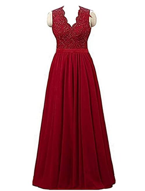 PROMLINK Women Beaded Chiffon Long Bridesmaid Dresses Formal Wedding Guest Gown