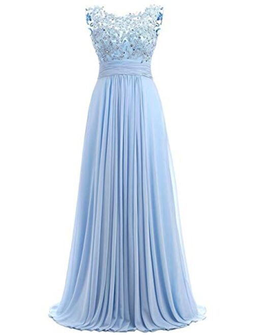 PROMLINK Women Beaded Chiffon Long Bridesmaid Dresses Formal Wedding Guest Gown