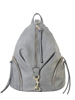 Diophy PU Leather Fashion Backpack with Zipper Pockets on Both Side Womens Purse Handbag AB-052