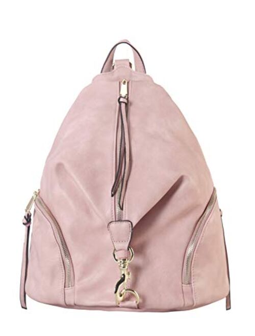 Diophy PU Leather Fashion Backpack with Zipper Pockets on Both Side Womens Purse Handbag AB-052