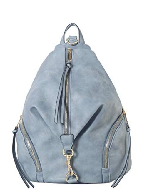 Diophy PU Leather Fashion Backpack with Zipper Pockets on Both Side Womens Purse Handbag AB-052