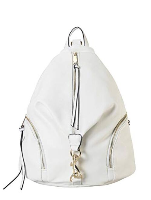 Diophy PU Leather Fashion Backpack with Zipper Pockets on Both Side Womens Purse Handbag AB-052