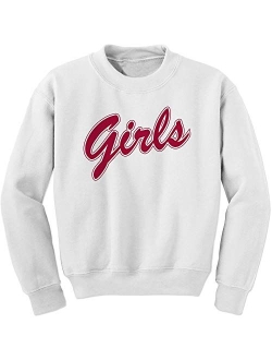 FerociTees Girls Rachel Monica Men and Womens Crewneck Sweatshirt (Red Lettering)