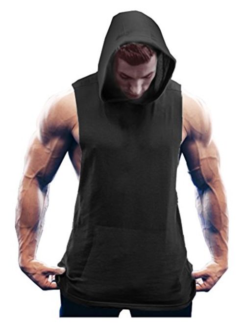 COOFANDY Men's Workout Hooded Tank Tops Bodybuilding Muscle Cut Off T Shirt Sleeveless Gym Hoodies