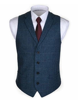 Ruth&Boaz 2Pockets4ButtonsWoolHerringbone TweedTailoredCollarSuitVest