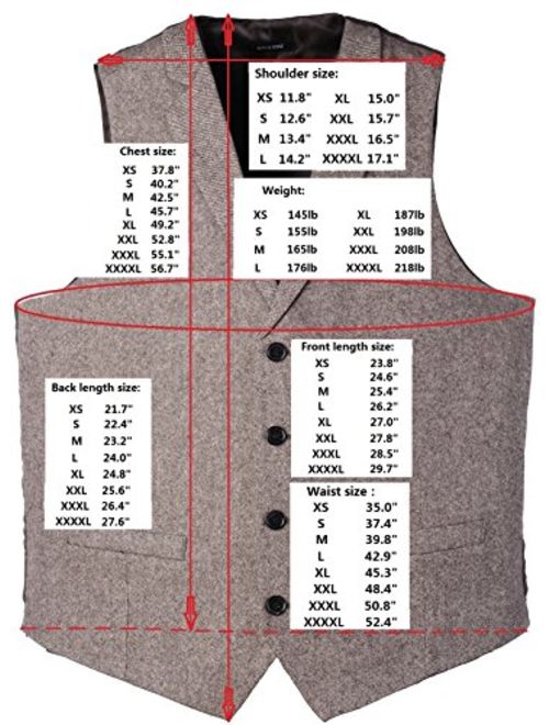 Ruth&Boaz 2Pockets4ButtonsWoolHerringbone TweedTailoredCollarSuitVest