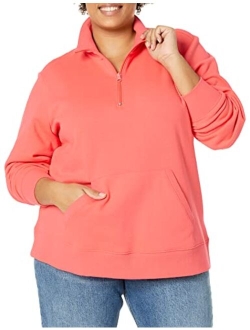 Women's Long-Sleeve Lightweight French Terry Fleece Quarter-Zip Top