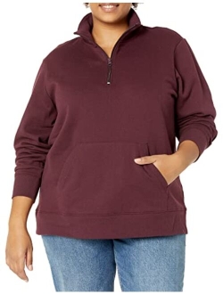 Women's Long-Sleeve Lightweight French Terry Fleece Quarter-Zip Top