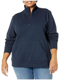 Women's Long-Sleeve Lightweight French Terry Fleece Quarter-Zip Top