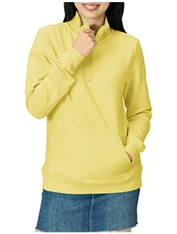 Women's Long-Sleeve Lightweight French Terry Fleece Quarter-Zip Top