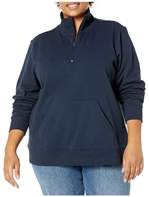 Amazon Essentials Women's Long-Sleeve Lightweight French Terry Fleece Quarter-Zip Top