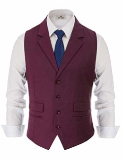 PAUL JONES Men's Slim Fit Business Suit Vest Tailored Collar Casual Waistcoat