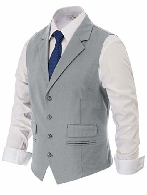 PAUL JONES Men's Slim Fit Business Suit Vest Tailored Collar Casual Waistcoat