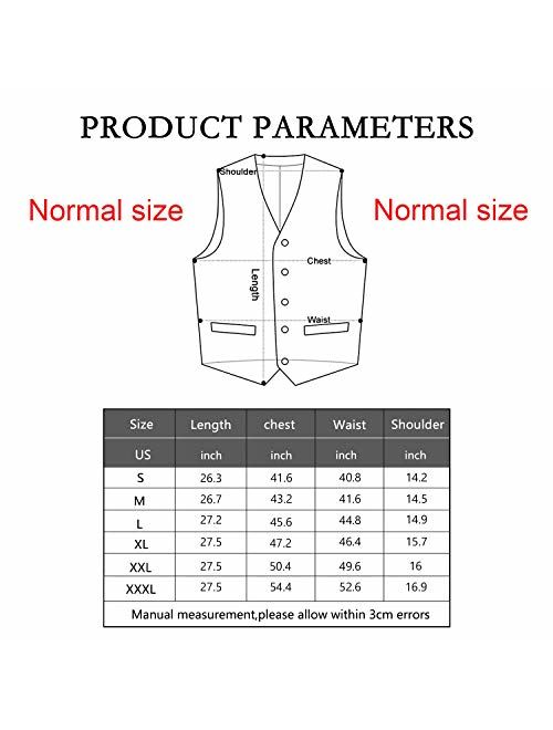 Hi-Tie Men's 4pc Waistcoat Vest Necktie Pocket Square Cufflinks Set for Suit or Tuxedo More Color for Choose