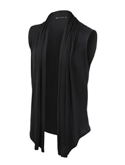 uxcell Men Casual Open Front Sleeveless Irregular Hem Cardigan Vest with No Button