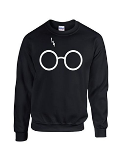 Outlook Designs Glasses and Bolt Fashion Sweatshirt, Wizard Glasses Scar Unisex Crewneck Sweatshirt