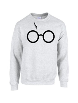 Outlook Designs Glasses and Bolt Fashion Sweatshirt, Wizard Glasses Scar Unisex Crewneck Sweatshirt