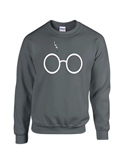 Outlook Designs Glasses and Bolt Fashion Sweatshirt, Wizard Glasses Scar Unisex Crewneck Sweatshirt