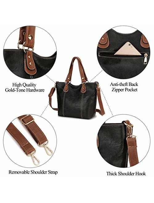 Purses and Handbags,RAVUO Designer Handbag for Women PU Leather Tote Bag Top-handle Ladies Hobo Handbags 2pcs Set