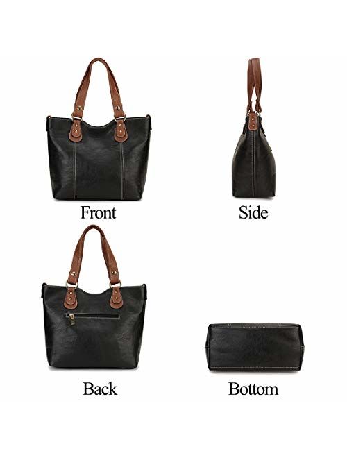 Purses and Handbags,RAVUO Designer Handbag for Women PU Leather Tote Bag Top-handle Ladies Hobo Handbags 2pcs Set