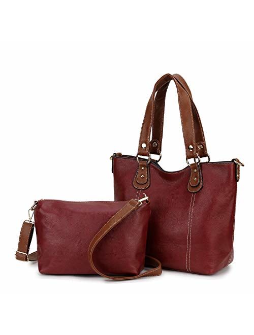 Purses and Handbags,RAVUO Designer Handbag for Women PU Leather Tote Bag Top-handle Ladies Hobo Handbags 2pcs Set