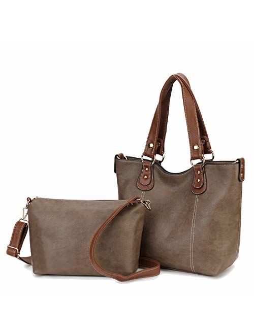 Purses and Handbags,RAVUO Designer Handbag for Women PU Leather Tote Bag Top-handle Ladies Hobo Handbags 2pcs Set