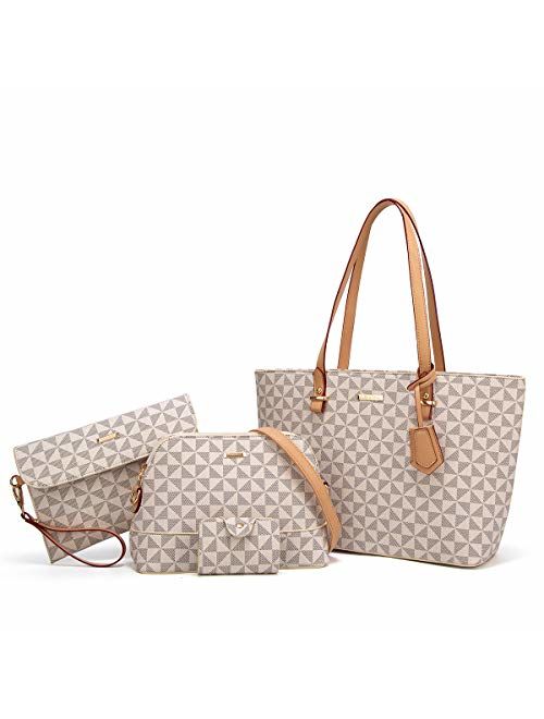 YTL Women Fashion Handbags Tote Bag Shoulder Bag Top Handle Satchel Purse Set 4pcs